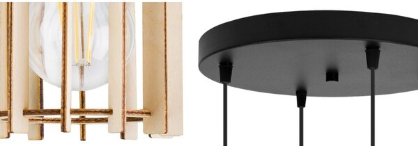 Závesné svietidlo Timber 7, 4x drevené tienidlo, o