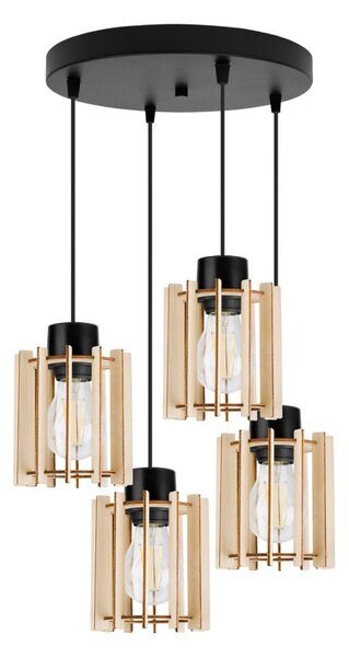 Závesné svietidlo Timber 7, 4x drevené tienidlo, o