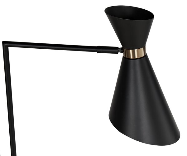Stojaca lampa čierna kovová 140 cm mramorový podstavec nastaviteľné tienidlo zlaté prvky moderný priemyselný štýl