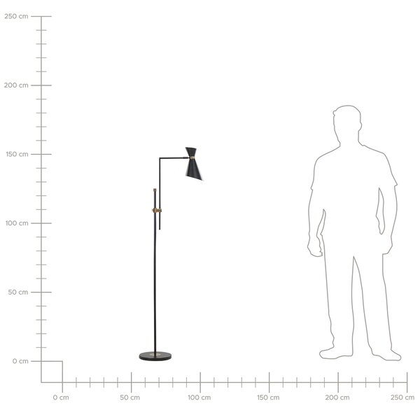 Stojaca lampa čierna kovová 140 cm mramorový podstavec nastaviteľné tienidlo zlaté prvky moderný priemyselný štýl