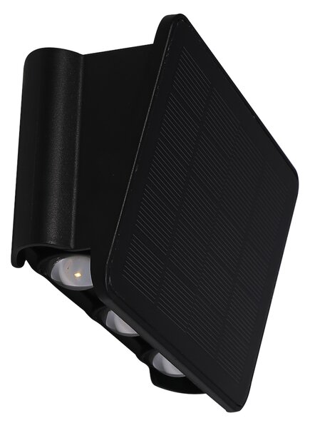 Exteriérové solárne nástenné LED svietidlo Alf2, 1x LED 2w, čierna