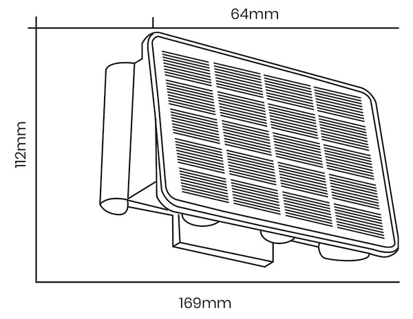 Exteriérové solárne nástenné LED svietidlo Alf2, 1x LED 2w, čierna