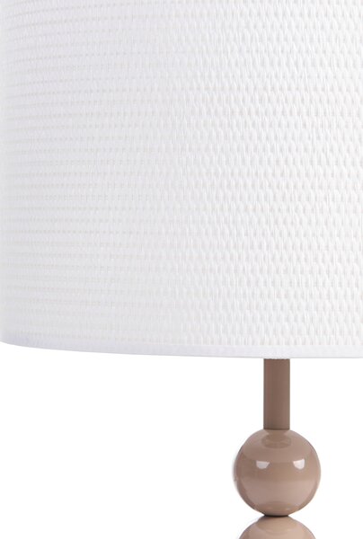 Stolná lampa béžová železný podstavec biele tienidlo mid-century modern štýl obývacia izba spálňa
