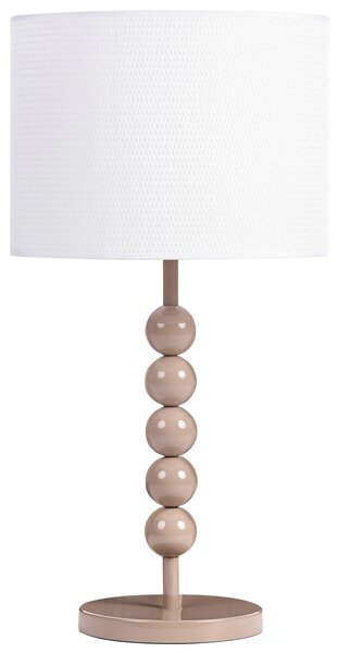 Stolná lampa béžová železný podstavec biele tienidlo mid-century modern štýl obývacia izba spálňa