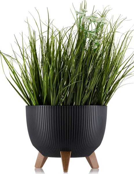 PLASTOVÝ KVETINÁČ ROSA LINEA ECO SADA 2KS 15X24,3 CM+18,3X29,2 CM ČIERNA