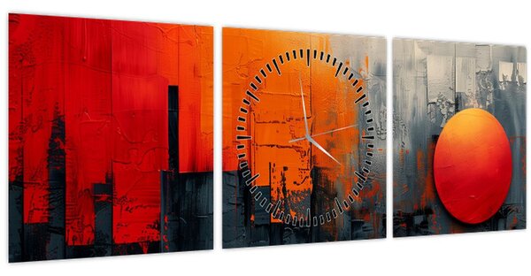 Obraz - Abstraktná maľba mesta (s hodinami) (90x30 cm)