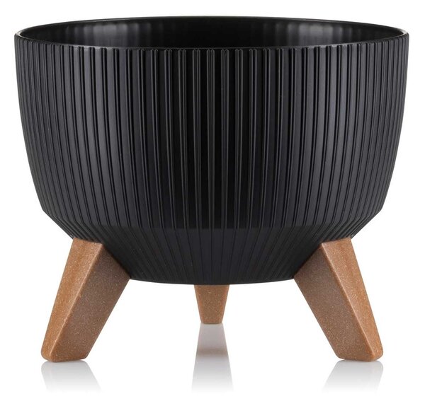 PLASTOVÝ KVETINÁČ ROSA LINEA ECO SADA 2KS 15X24,3 CM+18,3X29,2 CM ČIERNA