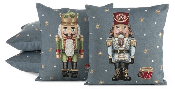 VIANOČNÁ GOBELÍNOVÁ DEKORAČNÁ OBLIEČKA NA VANKÚŠ NUTCRACKER1 45X45 CM VZOROVANÁ