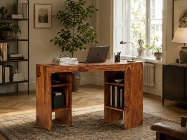 Písací stôl rohový Kali 120x76x40 indický masív palisander