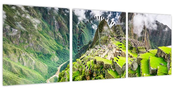 Obraz - Machu Picchu (s hodinami) (90x30 cm)