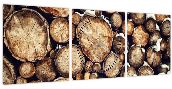 Obraz - Drevo v snehu (s hodinami) (90x30 cm)