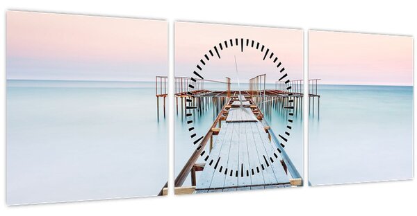 Obraz - Dlhé mólo (s hodinami) (90x30 cm)