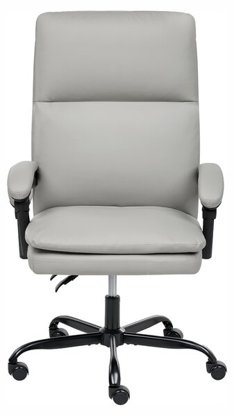 Kancelárske kreslo svetlosivá umelá koža čalúnené nastaviteľná výška sedadla otočné kancelária pracovňa