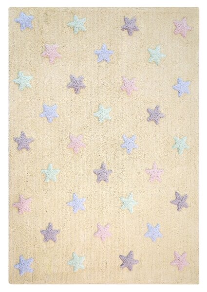 Lorena Canals koberce Pre zvieratá: Prateľný koberec Tricolor Stars Vanilla - 120x160 cm