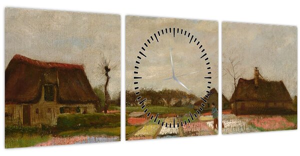 Obraz - Vincent van Gogh, Flower Beds in Holland, reprodukcia (s hodinami) (90x30 cm)