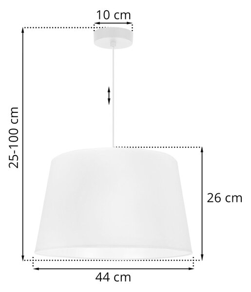 Závesné svietidlo Gaja, 1x biele textilné tienidlo, (fi 44cm), w