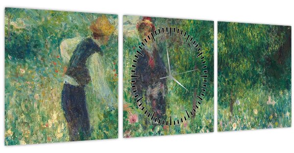 Obraz - Auguste Renoir, Picking Flowers, reprodukcia (s hodinami) (90x30 cm)