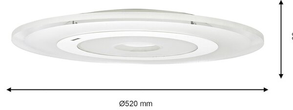 Stropné LED svietidlo Volta, 1x LED 36w, 3000-4000k, w, s ovládačom