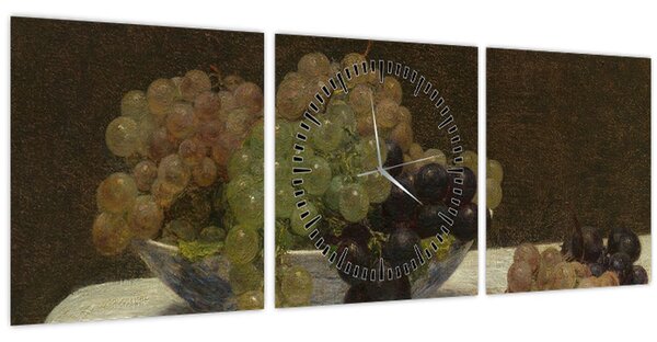 Obraz - Henri Fantin-Latour, Still Life with Grapes and a Carnation, reprodukcia (s hodinami) (90x30 cm)