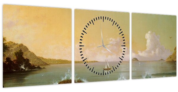Obraz - Martin Johnson Heade, Rio de Janeiro Bay, reprodukcia (s hodinami) (90x30 cm)