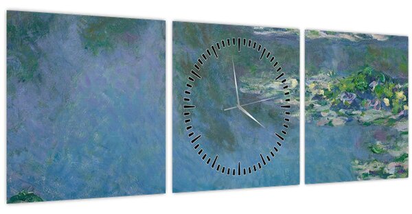 Obraz - Claude Monet, Water Lilies, reprodukcia (s hodinami) (90x30 cm)