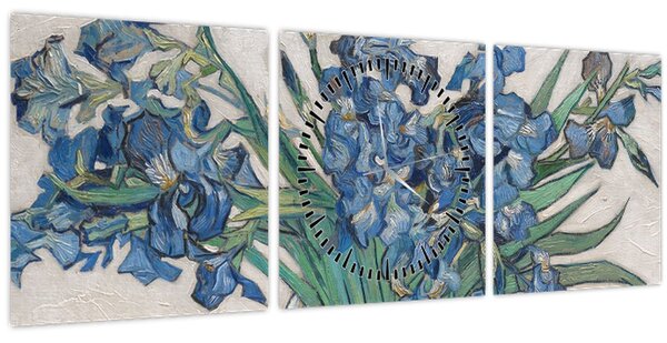 Obraz - Vincent van Gogh, Irises, reprodukcia (s hodinami) (90x30 cm)
