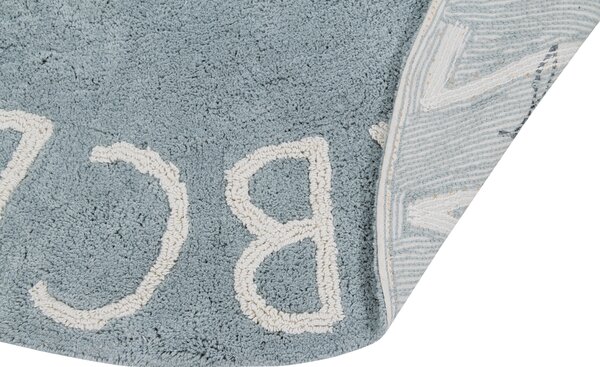 Lorena Canals , Ručne tkaný kusový koberec Round ABC Vintage Blue-Natural, 150x150 (priemer) kruh, modrá, detská izba