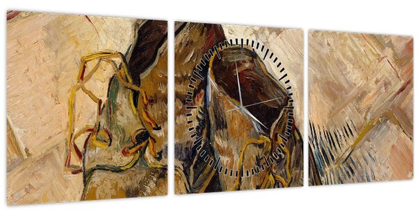 Obraz - Vincent van Gogh, Shoes, reprodukcia (s hodinami) (90x30 cm)