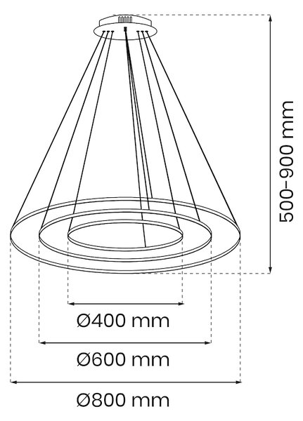 Závesné LED svietidlo Hoop, 3x LED 93w, 4000k, b