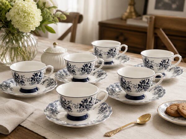 Porcelánová kávová súprava 12 ks – 6 šálok a 6 podšálok