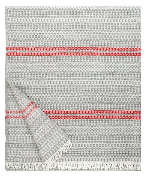 Lapuan Kankurit Vlnená deka Aino 130x170, sivo-červená