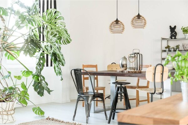 Závesné svietidlo Timber, 2x drevené tienidlo, n
