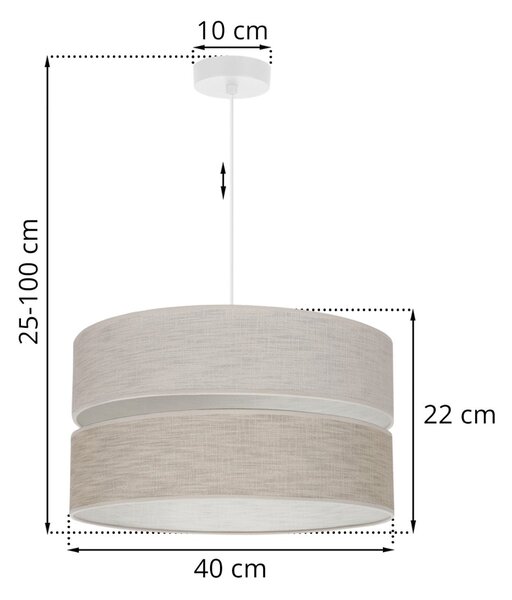 Závesné svietidlo Len, 1x béžové/svetlobéžové textilné tienidlo, (fi 40 cm), w