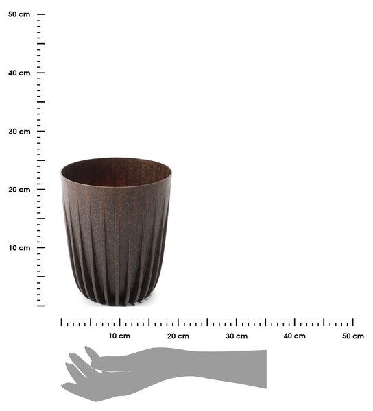 PLASTOVÝ KVETINÁČ STRIPPED ECO 23X19 CM TMAVOHNEDÁ