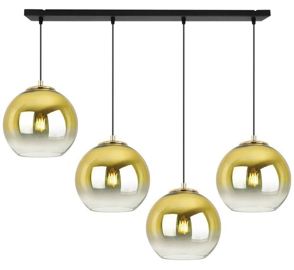 Závesné svietidlo Bergen Gold, 4x zlaté/transparentné sklenené tienidlo (fi 20cm)