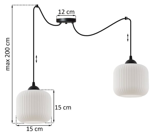 Závesné svietidlo Riffle Spider, 2x biele sklenené tienidlo, b