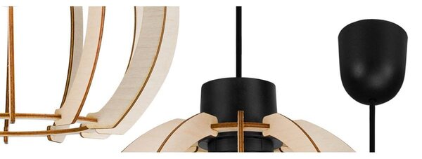Závesné svietidlo Timber 9, 1x drevené tienidlo, lp