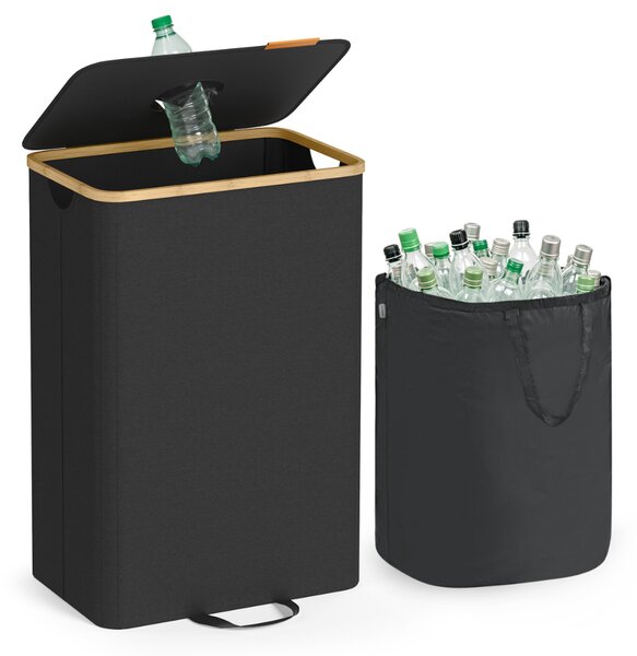 Triediaci kôš na fľaše a plechovky ECOVIA, 100l, čierna/béžová SongmicsHome