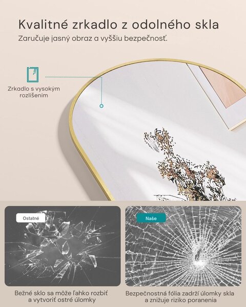 Zaoblené zrkadlo UMBRA, 160x50cm, zlatá SongmicsHome