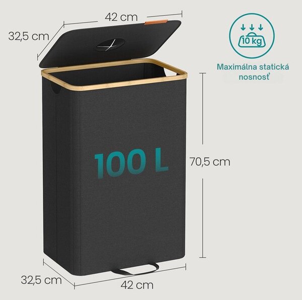 Triediaci kôš na fľaše a plechovky ECOVIA, 100l, čierna/béžová SongmicsHome