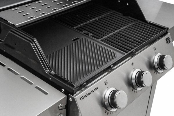 Plynový gril OKLAHOMA BBQ, 3 horáky, s redukčným ventilom, strieborná Penta CZ