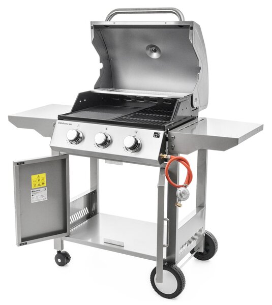 Plynový gril OKLAHOMA BBQ, 3 horáky, s redukčným ventilom, strieborná Penta CZ