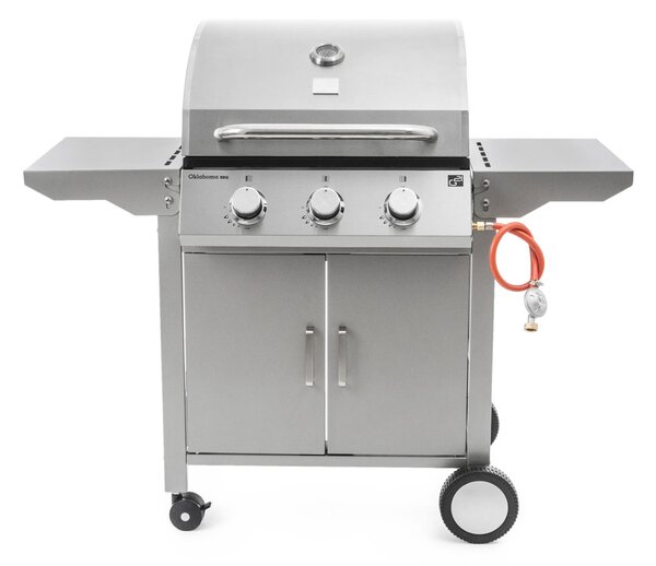 Plynový gril OKLAHOMA BBQ, 3 horáky, s redukčným ventilom, strieborná Penta CZ