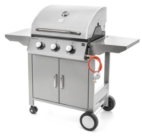 Plynový gril OKLAHOMA BBQ, 3 horáky, s redukčným ventilom, strieborná Penta CZ