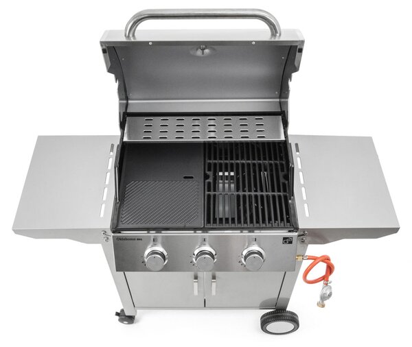 Plynový gril OKLAHOMA BBQ, 3 horáky, s redukčným ventilom, strieborná Penta CZ