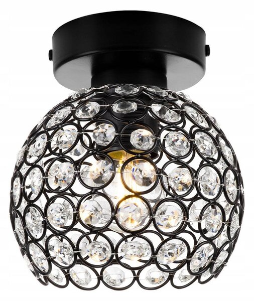 Stropné svietidlo Crystal, 1x čierne krištáľové tienidlo