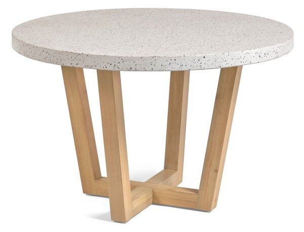 Biely záhradný stôl s doskou z kameňa Kave Home Shanelle, ø 120 cm