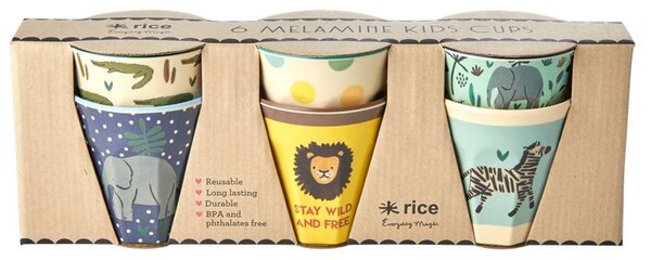 Melamínové poháriky Jungle Animals – set 6 ks