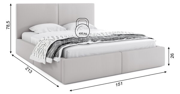 HRUŠKA Čalúnená posteľ s úložným priestorom HILTON 140x200 - sivá