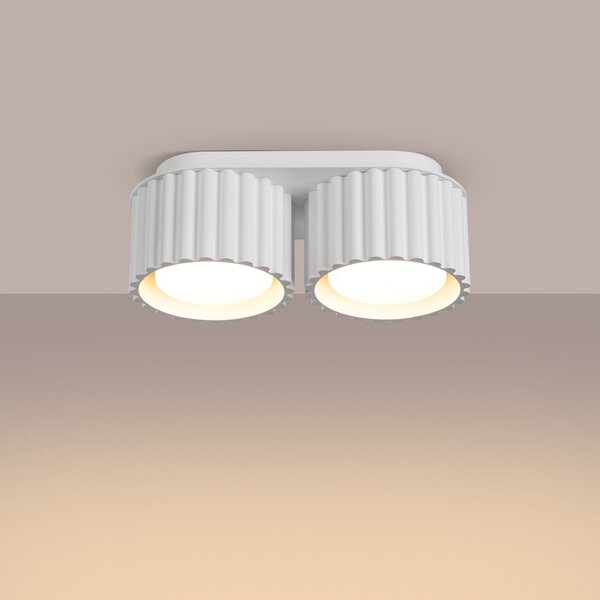 Stropné svietidlo Aura, 2x biele hliníkové tienidlo, (6 cm)